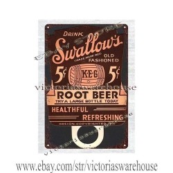 Artículos para el hogar decoración años 40 golondrinas raíz cerveza pub café alcohol metal letrero de hojalata