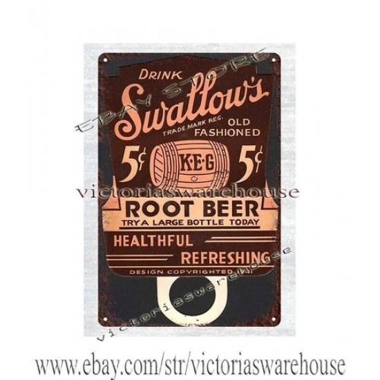 Artículos para el hogar decoración años 40 golondrinas raíz cerveza pub café alcohol metal letrero de hojalata