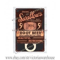 Artículos para el hogar decoración años 40 golondrinas raíz cerveza pub café alcohol metal letrero de hojalata
