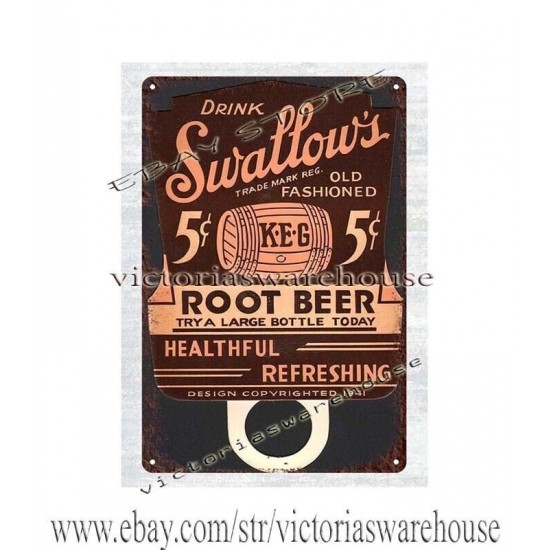 Artículos para el hogar decoración años 40 golondrinas raíz cerveza pub café alcohol metal letrero de hojalata