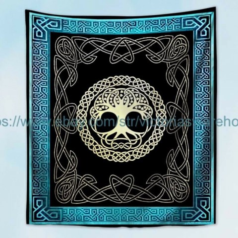 Tapiz de pared pagano wicca nudos celtas decoración artículos para el hogar árbol de la vida