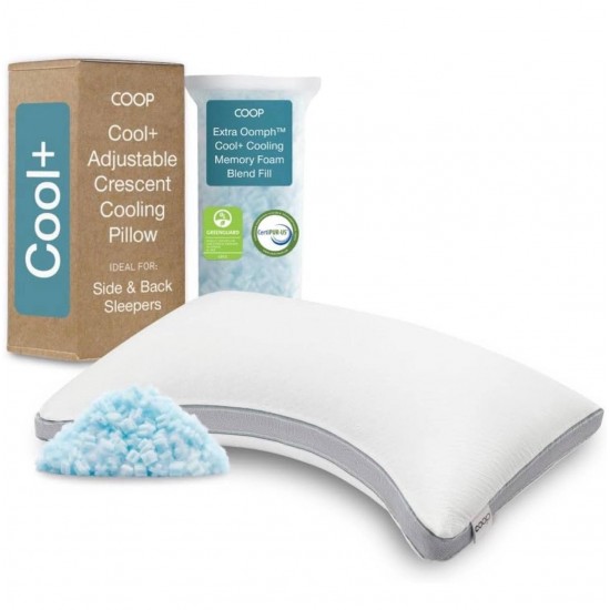 Coop Home Goods Cool+ Almohada Ajustable Talla Queen Plus Gel Espuma con Memoria Nuevo en Caja