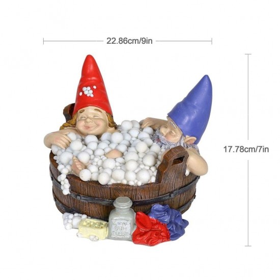 Gnomos de baño de burbujas Cafele Solar Good Times, divertidos gnomos de jardín pareja en baño