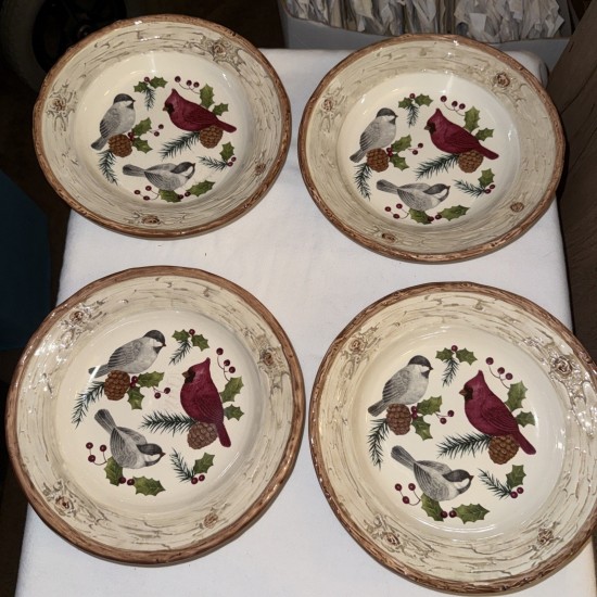 Cuatro platos/tazones de sopa/pasta Sonoma Home Goods con patrón de 'Knollwood'