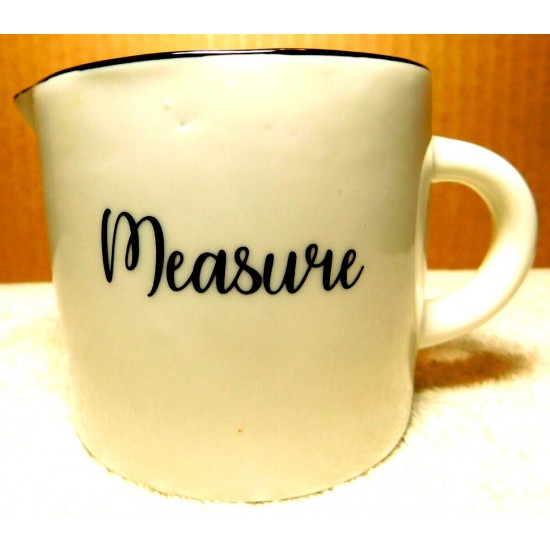 DG Home Goods ~ Cerámica blanca y negra hasta 10 oz. Taza medidora individual