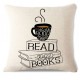 Funda de almohada con cojín para leer libros C1 para beber buen café pila libros