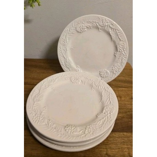 Juego de 4 platos de ensalada Sonoma Home Goods BLANCO en relieve PINECONE 8