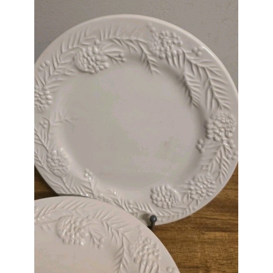 Juego de 4 platos de ensalada Sonoma Home Goods BLANCO en relieve PINECONE 8