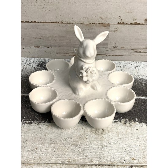Home Goods Grace Teaware Bunny Estatuilla Porcelana Fina Porta Huevos