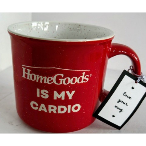Taza de café Home Goods Is My Cardio roja moteada 16 oz