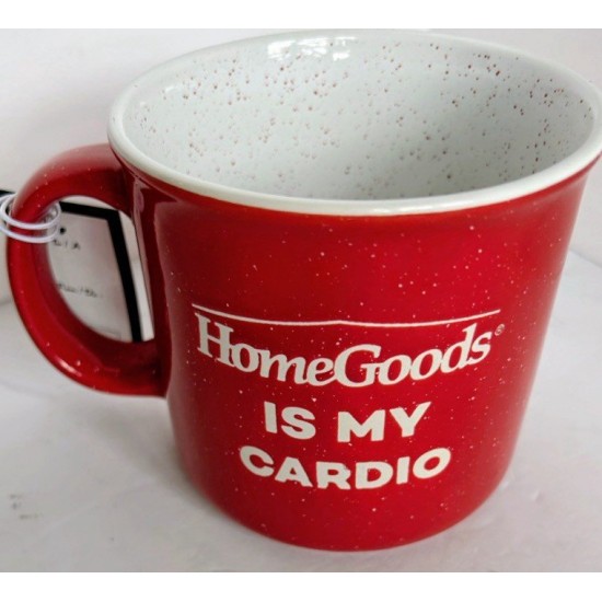 Taza de café Home Goods Is My Cardio roja moteada 16 oz