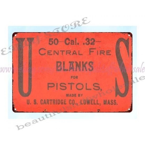 Artículos para el hogar decoración US Cartridge Co. 32 cartuchos en blanco para pistolas metal letrero de hojalata