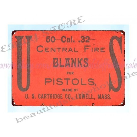 Artículos para el hogar decoración US Cartridge Co. 32 cartuchos en blanco para pistolas metal letrero de hojalata