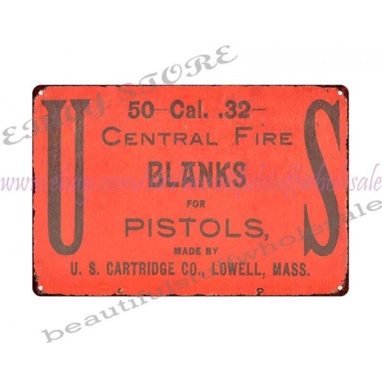 Artículos para el hogar decoración US Cartridge Co. 32 cartuchos en blanco para pistolas metal letrero de hojalata
