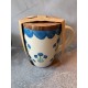 Juego de tazas y posavasos para el hogar taza de té de café floral azul y verde nuevo con etiquetas