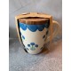 Juego de tazas y posavasos para el hogar taza de té de café floral azul y verde nuevo con etiquetas