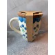 Juego de tazas y posavasos para el hogar taza de té de café floral azul y verde nuevo con etiquetas