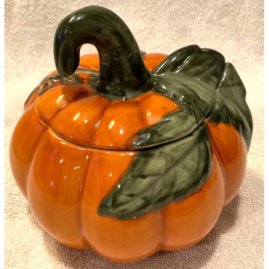 Sonoma Home Goods Cerámica Naranja Calabaza Tapa Cuenco Otoño Otoño Cosecha Decoración