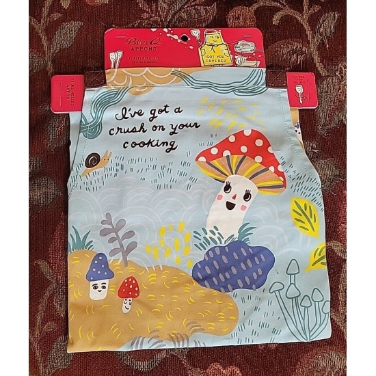 Nuevo con etiquetas Delantal Q Azul I’ve Got A Crush On Your Cooking Mushroom Print