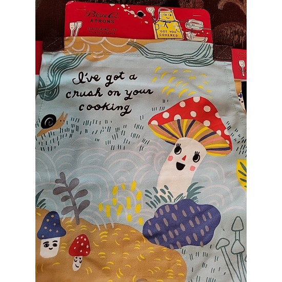 Nuevo con etiquetas Delantal Q Azul I’ve Got A Crush On Your Cooking Mushroom Print