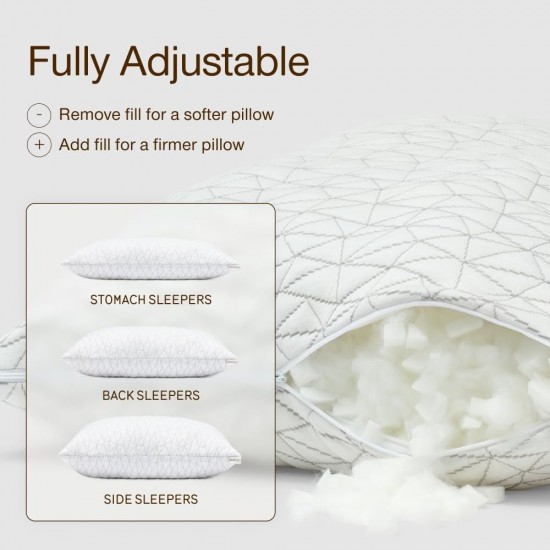Almohada Ajustable Original Coop Home Goods, Queen Size Queen, Blanca