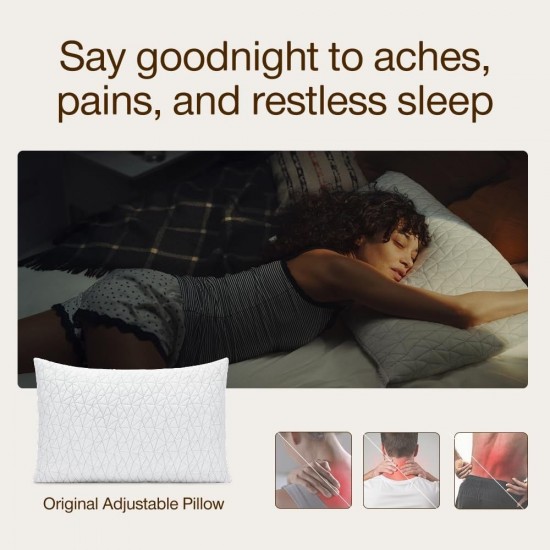 Almohada Ajustable Original Coop Home Goods, Queen Size Queen, Blanca