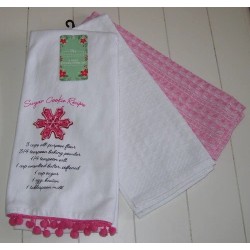 Juego de toallas de cocina receta galleta azúcar Navidad blanco rosa artículos para el hogar 3 piezas